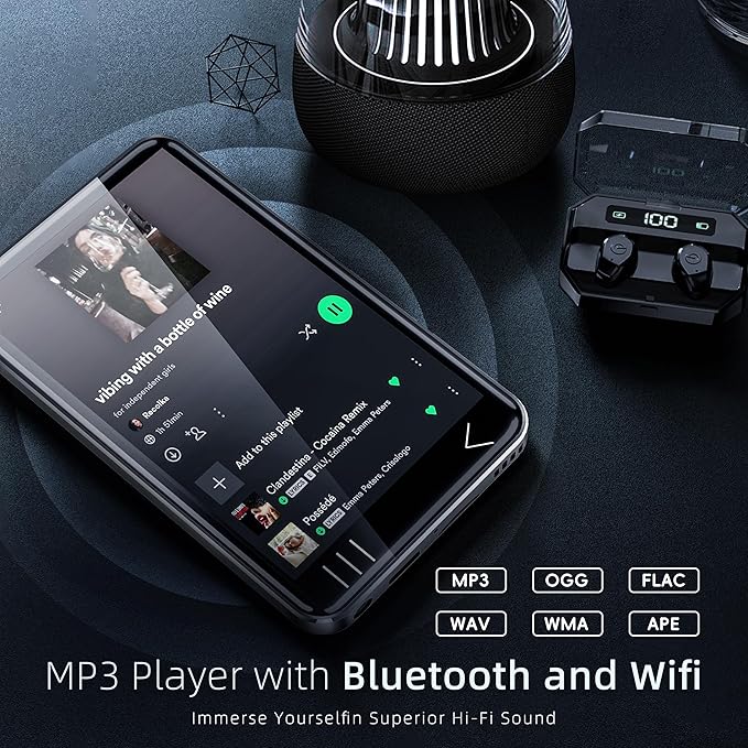 MP3 Player with Bluetooth and WiFi, Music Player with Camera Spotify Pandora,Amazon Music, 4" Touch Screen Android MP4 Player with Speaker 144GB MP4 & MP3 Player for Travel Sport