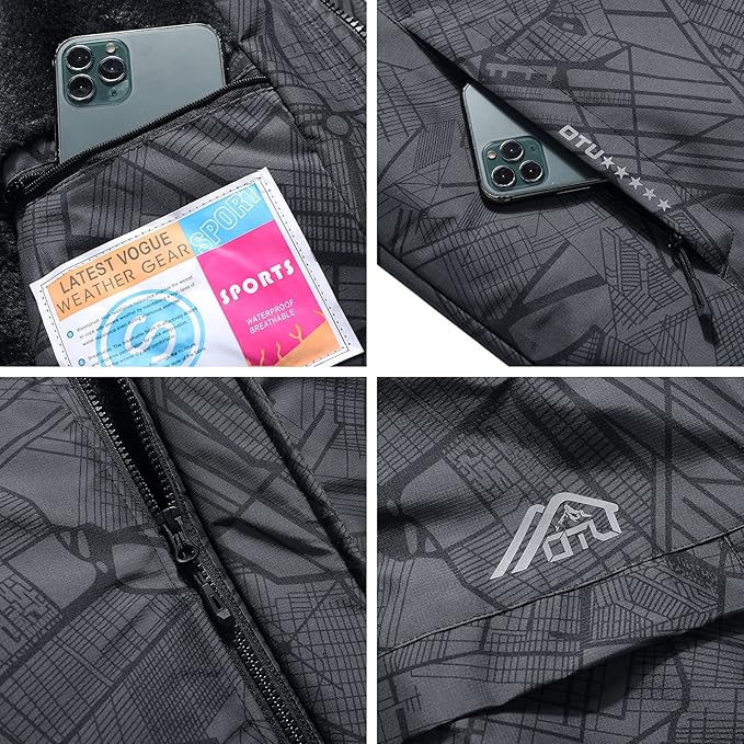OTU Men's Waterproof Ski Jacket Snowboarding Windbreaker Warm Winter Hooded Mountain Snow Coat