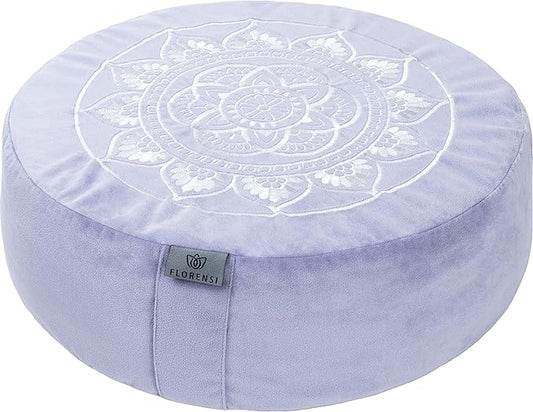 Florensi Meditation Cushion - Comfortable Floor Pillow - Traditional Tibetan Meditation Pillow with Beautiful Velvet Cover - Large Floor Cushion Seating for Adults - Premium Yoga Buckwheat Bolster