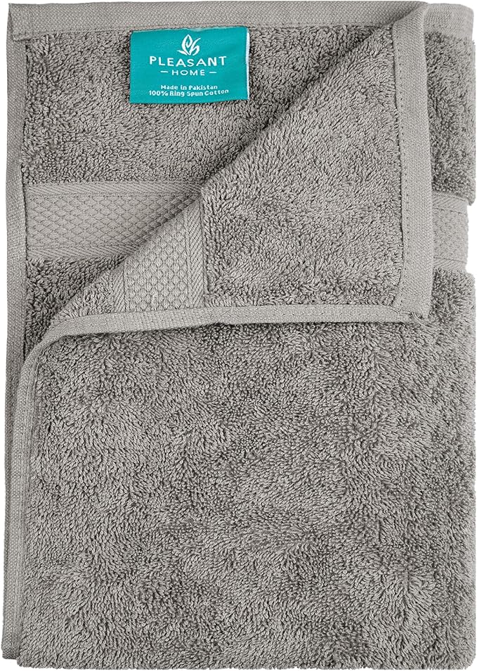 Pleasant Home Bath Towels Set of 6 (24” x 50”) 100% Cotton, 515 GSM | Lightweight, Soft & Absorbent Luxury Towels for Bathroom | for Gym, Pool & Spa | 6 Pack, Gray