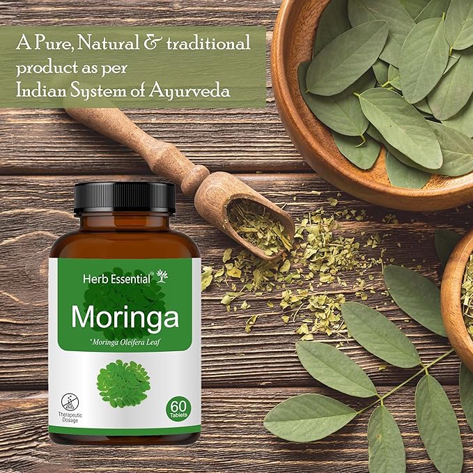 Organic Moringa Leaf Tablets 60 Tablets (500mg), Non-GMO and Gluten Free Supplemen, Uncoated Malunggay Herbal Supplement, Complete Green Superfood