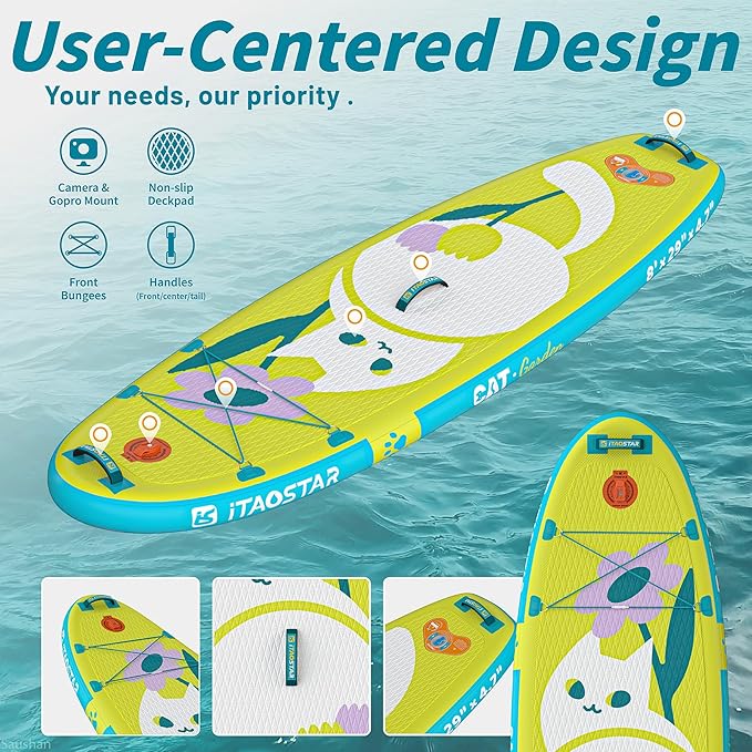 Joy 8'×29"/11'×35" Inflatable Paddle Board for Kids, One-Stop Premium SUP Accessories, Stand Up Paddle Board for More Balance, Tailored Fins for More Fun