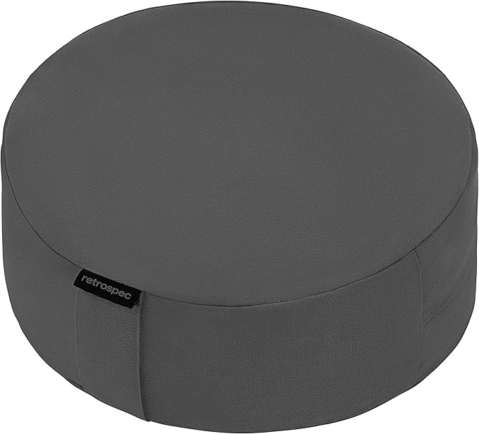 Retrospec Sedona Zafu Meditation Cushion Filled w/Buckwheat Hulls - Yoga Pillow for Meditation Practices - Machine Washable 100% Cotton Cover & Durable Carry Handle, Round