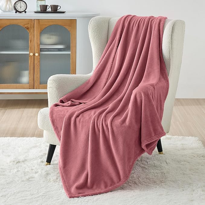 Bedsure Fleece Throw Blanket for Couch Rose Pink - Lightweight Plush Fuzzy Cozy Soft Blankets and Throws for Sofa, 50x70 inches