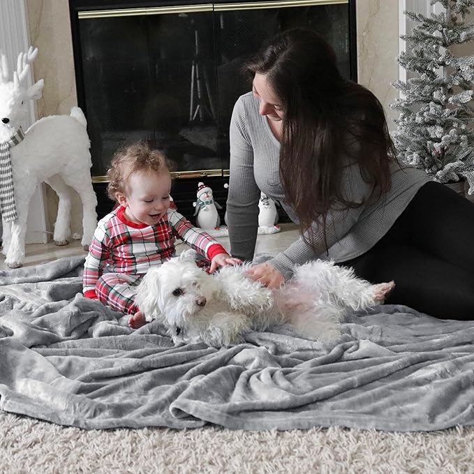 Bedsure Fleece Blankets King Size Light Grey - Bed Blanket Soft Lightweight Plush Cozy Fuzzy Luxury Microfiber, 108x90 inches