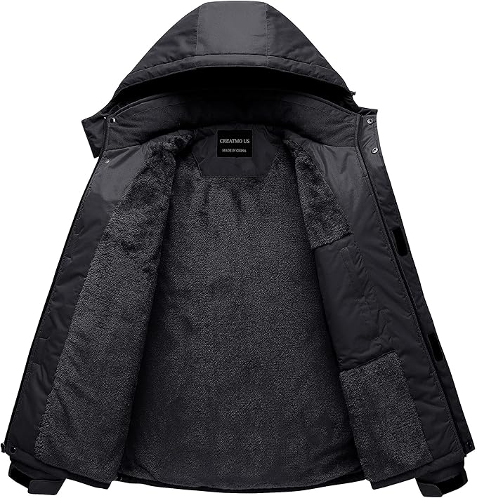 CREATMO US Men's Mountain Waterproof Ski Jacket - Windproof Snowboarding Warm Winter Coat Raincoat