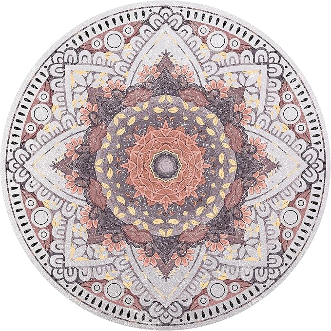 Knsbk Large Round Yoga Mat 4.6'X3.5mm for Exercise Premium Extra Thick, Ultra Comfortable, Non Slip, Meditation Mat