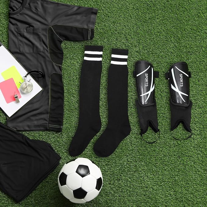 Soccer Shin Guards and Socks Kids Youth Lightweight Soccer Pads Defender with Ankle Protection Ski Shin Guards Football Equipment for Age 4-14 Toddler Boys Girls Teens