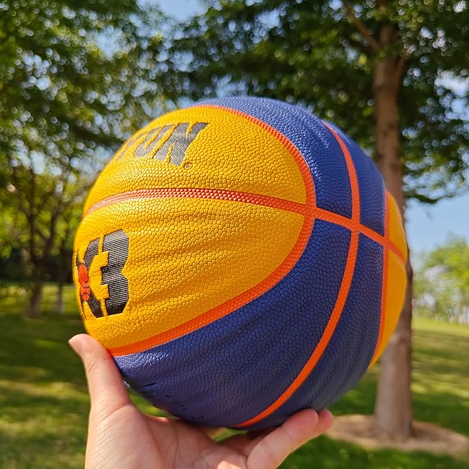 Wave Basketball, Blue and Yellow, Indoor/Outdoor Sports Basketball, Communion Gifts for Boys, Dedicated to 3v3 Matches, Size 7(29.5'')