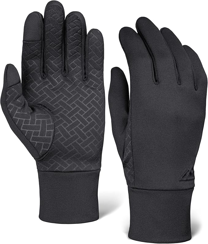 Tough Outdoors Running Gloves - Touch Screen Ski Glove Liners - Men's Winter Gloves - Glove Liners for Cold Weather