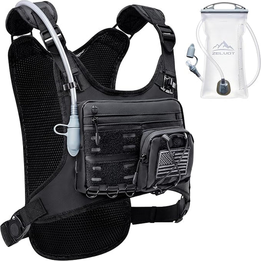 Running Vest with 2L Water Bladder, USA Original Patent, Lightweight Adjustable Chest Pack with Gear Holder, Reflective Running Hydration Vest for Women Men for Marathon