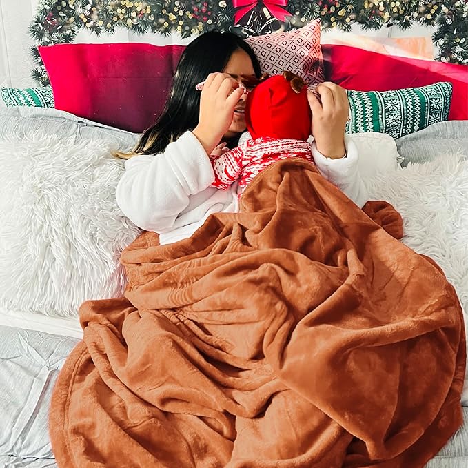 Bedsure Fleece Throw XL Blanket Burnt Orange - 300GSM Soft Lightweight Plush Cozy Blankets for Bed, Sofa, Couch, Travel, Camping, 50x70 inches