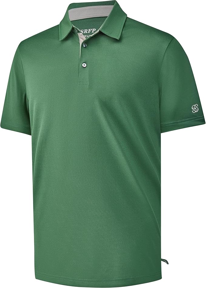 Mens Golf Shirt Short Sleeve Moisture Wicking Dry Fit Performance Solid Casual Pique Collared Golf Polo Shirts for Men
