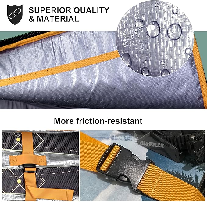 Unigear Snowboard Ski Bag for Air Travel, Reinforced Double Padded Snowboard Bag with EPE Dense, Water-Resistant and Durable up to 175cm Ski Snowboard Travel Bags for Flying