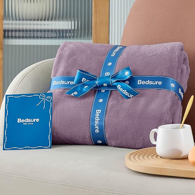 Bedsure Fleece Throw Blanket for Couch Fog Purple - Lightweight Plush Fuzzy Cozy Soft Blankets and Throws for Sofa, 50x60 inches