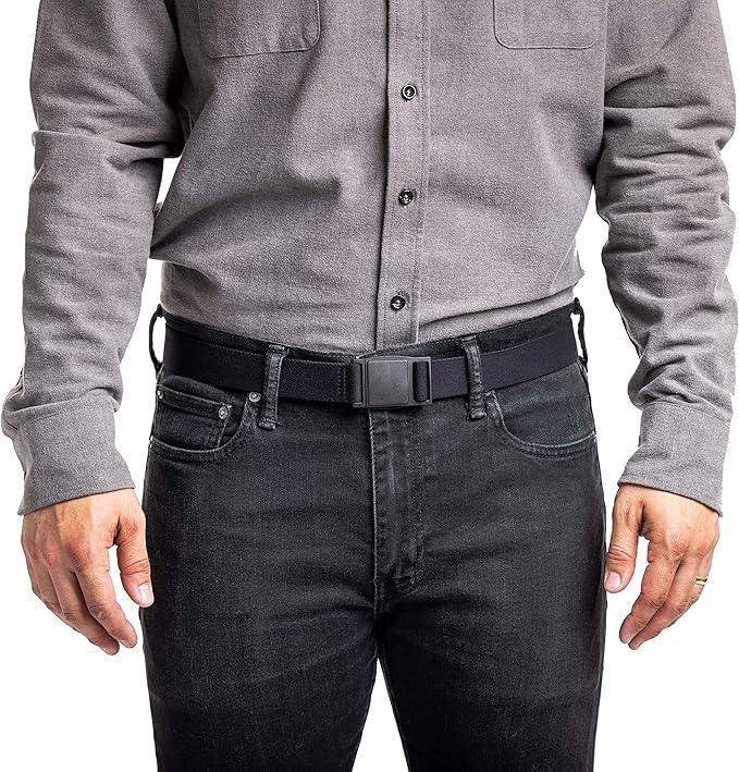 FLYT Solo Belt - Minimalist Web Nylon Belt with Quick-Release Magnetic Plastic Buckle, TSA Friendly