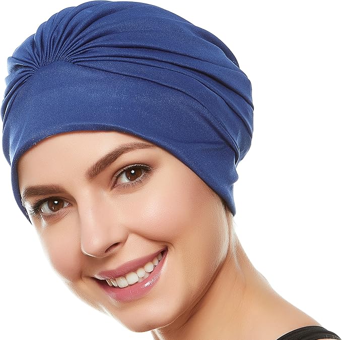 BEEMO Swim Caps for Women Swimming Turban Polyester Latex Lined Pleated for Ladies