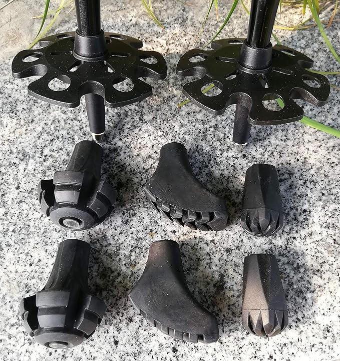 Replacement Rubber Tips Set for Trekking Pole Walking Hiking Sticks Tips Protectors