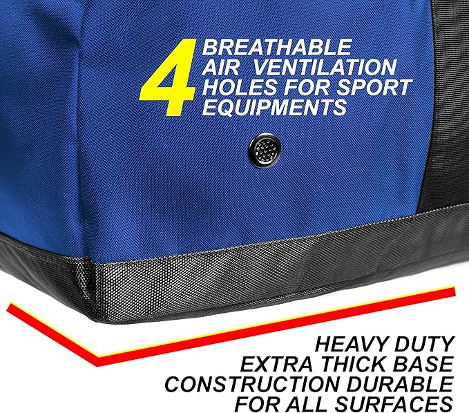Fitdom 132L 36" Heavy Duty Extra Large Sports Gym Equipment Travel Duffel Bag W/Adjustable Shoulder & Compression Straps. Perfect for Soccer Baseball Basketball Hockey Football Team Coaches & More