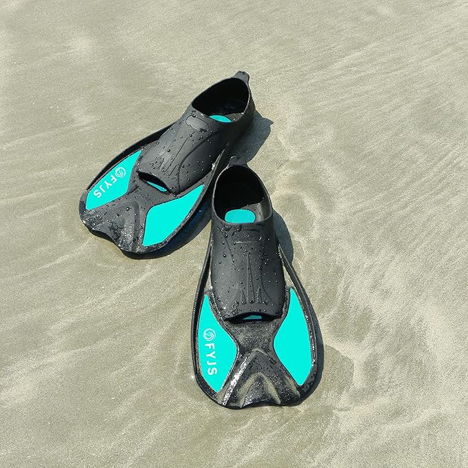 FYJS Short Swim Fins with Comfortable Full Foot Pocket Travel-Size for Snorkeling and Scuba Diving